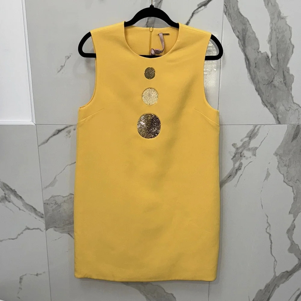 Alexis NWT Vango Yellow Mini Dress with Gold Accents - Picture 7 of 13